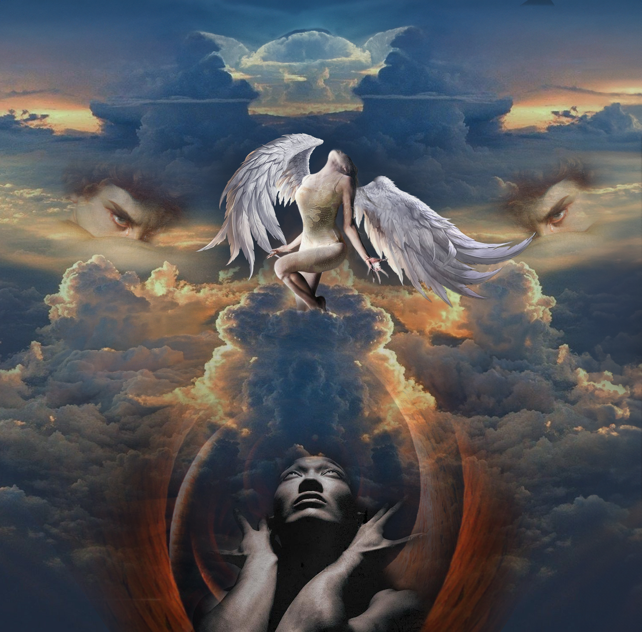 zümrütü anka, tuval, yağlı boya, simurg, phoenix, emerald phoenix, digital art, digital collage