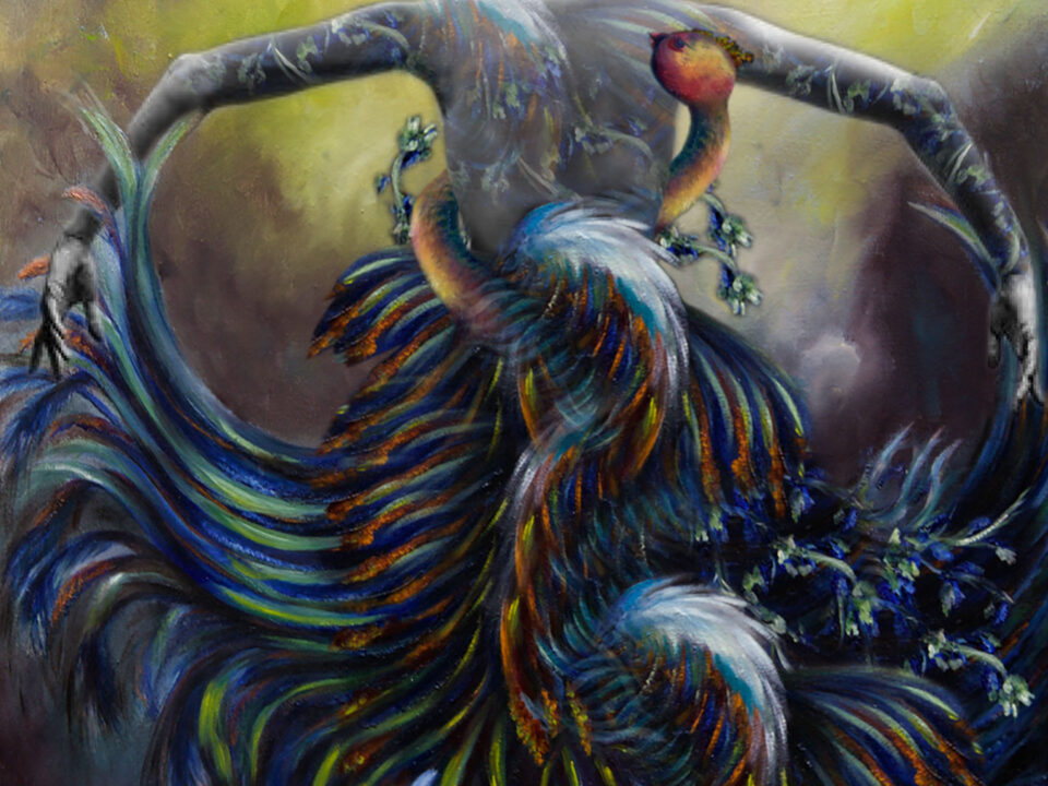 simurg, zümrüdü anka, phoenix, emerald phoenix, digital art, digital collage