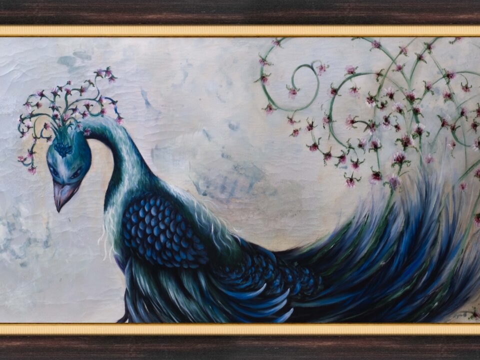 zümrütü anka, tuval, yağlı boya, simurg, phoenix, emerald phoenix