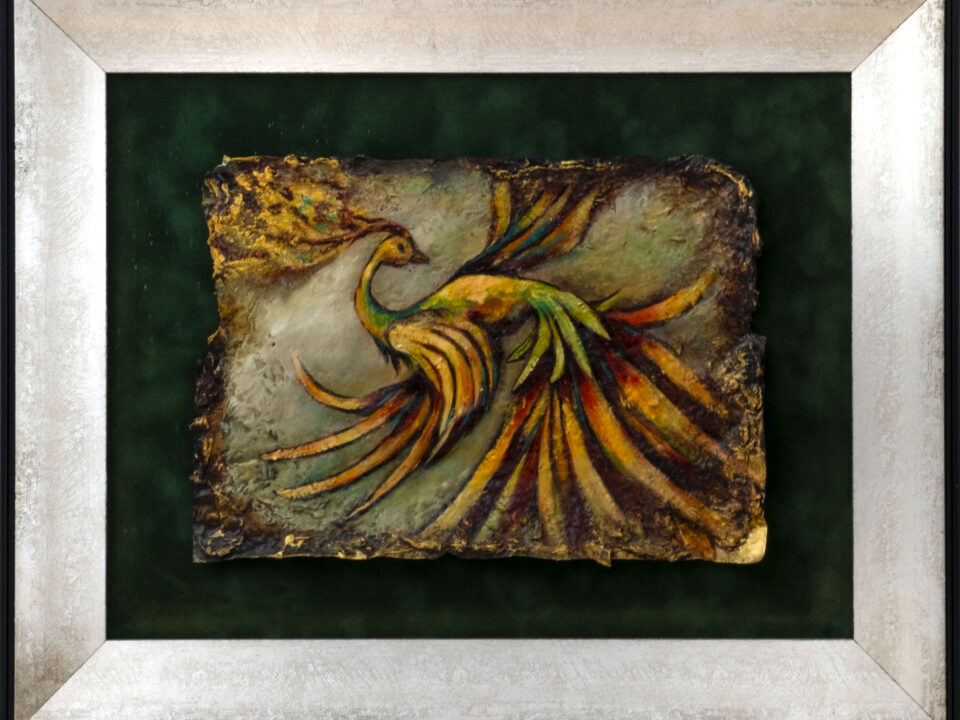 zümrütü anka, tuval, yağlı boya, simurg, phoenix, emerald phoenix