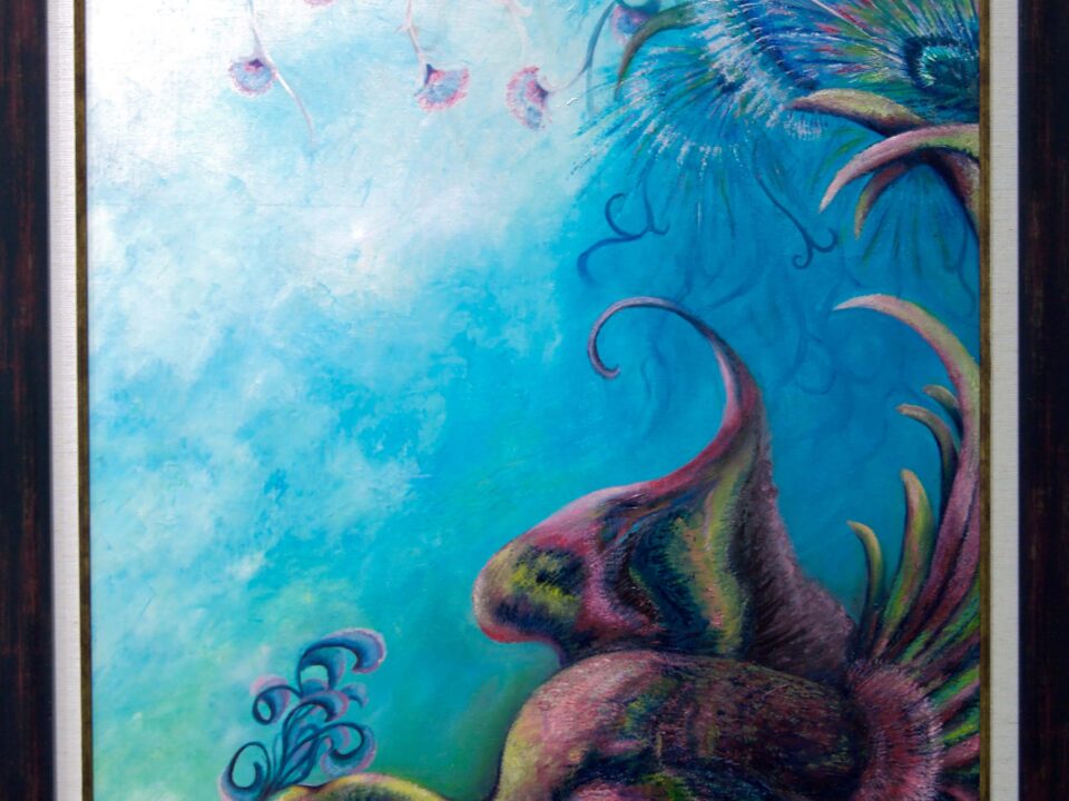 zümrütü anka, tuval, yağlı boya, simurg, phoenix, emerald phoenix