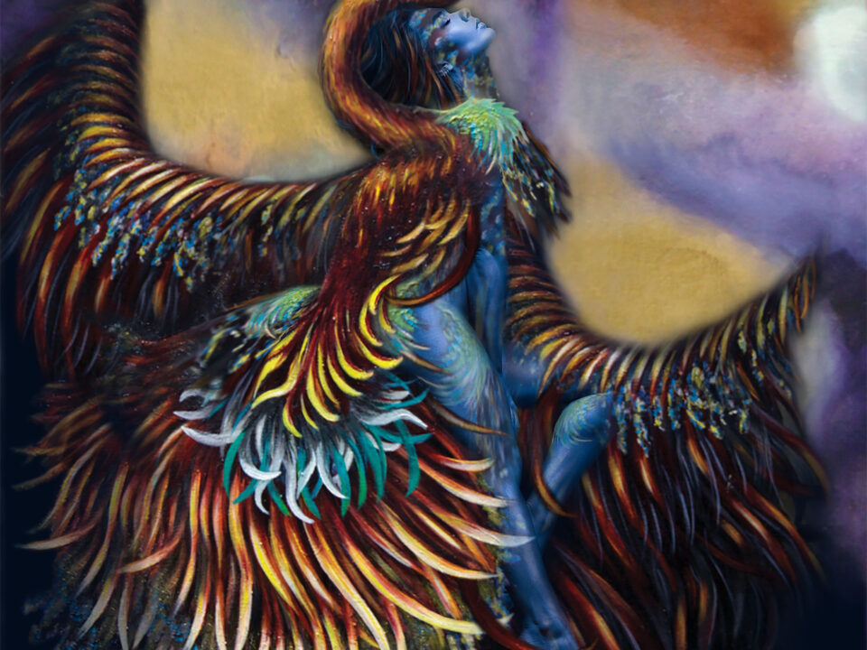 simurg, zümrüdü anka, phoenix, emerald phoenix, digital art, digital collage